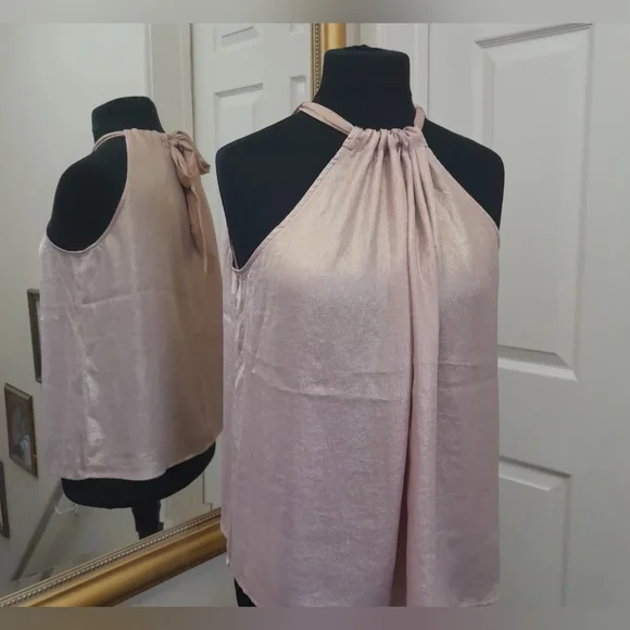 Pink shimmer sleevless tie top Size 16 - Picture 1 of 5
